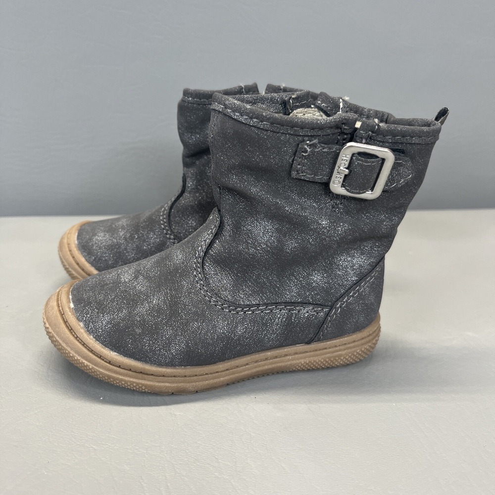 OshKosh Bgosh Kids Size 5 Skippie Gray Ankle Boots High Top Shoes ZIP Buckle
